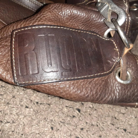 RUGBY CANADA-90\'s Heavy Brown Pebbled Leather-Backpack/Handbag-Excellent main image 4